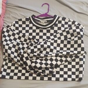 Jasmine Black and White Checkered Crop Top